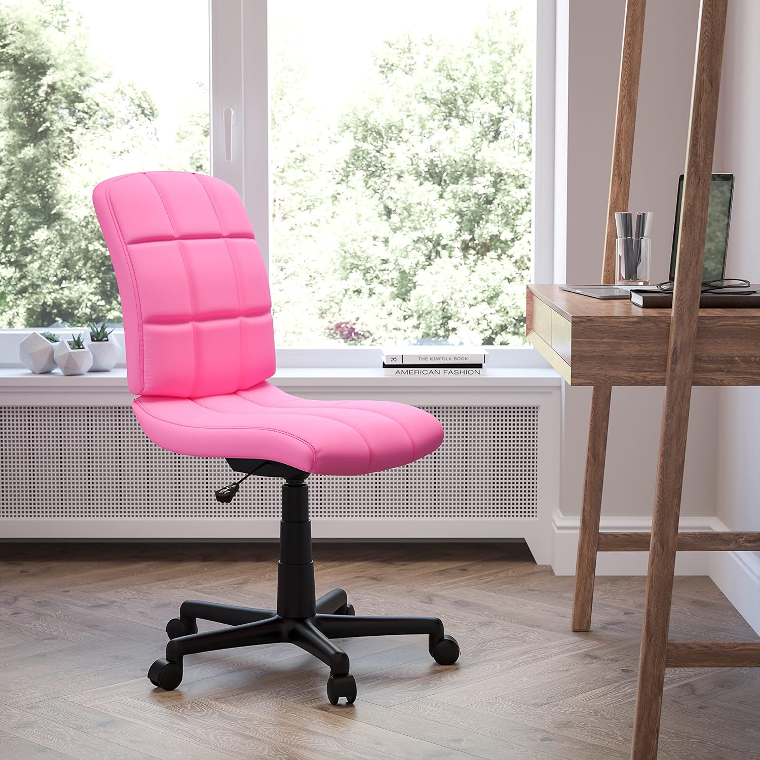 Flash Furniture Clayton Mid-Back Pink Quilted Vinyl Swivel Task Office Chair