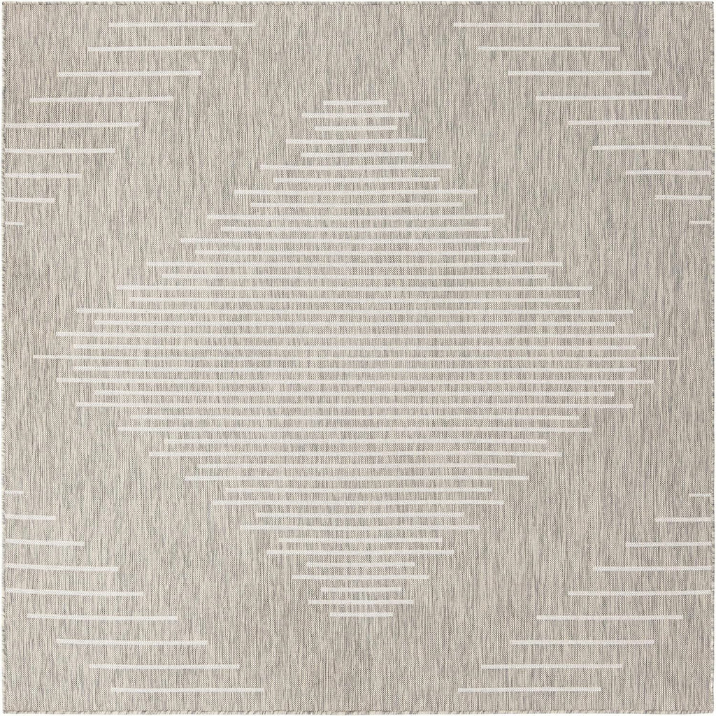 Unique Loom Outdoor Modern Collection Area Rug - Tambor (7' 1' Square, Gray/ Ivory)