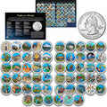 Merrick Mint America The Beautiful Parks U.S. Quarters Colorized 56-Coin Complete Set 2010 Thru 2021 with Certificate and Capsules