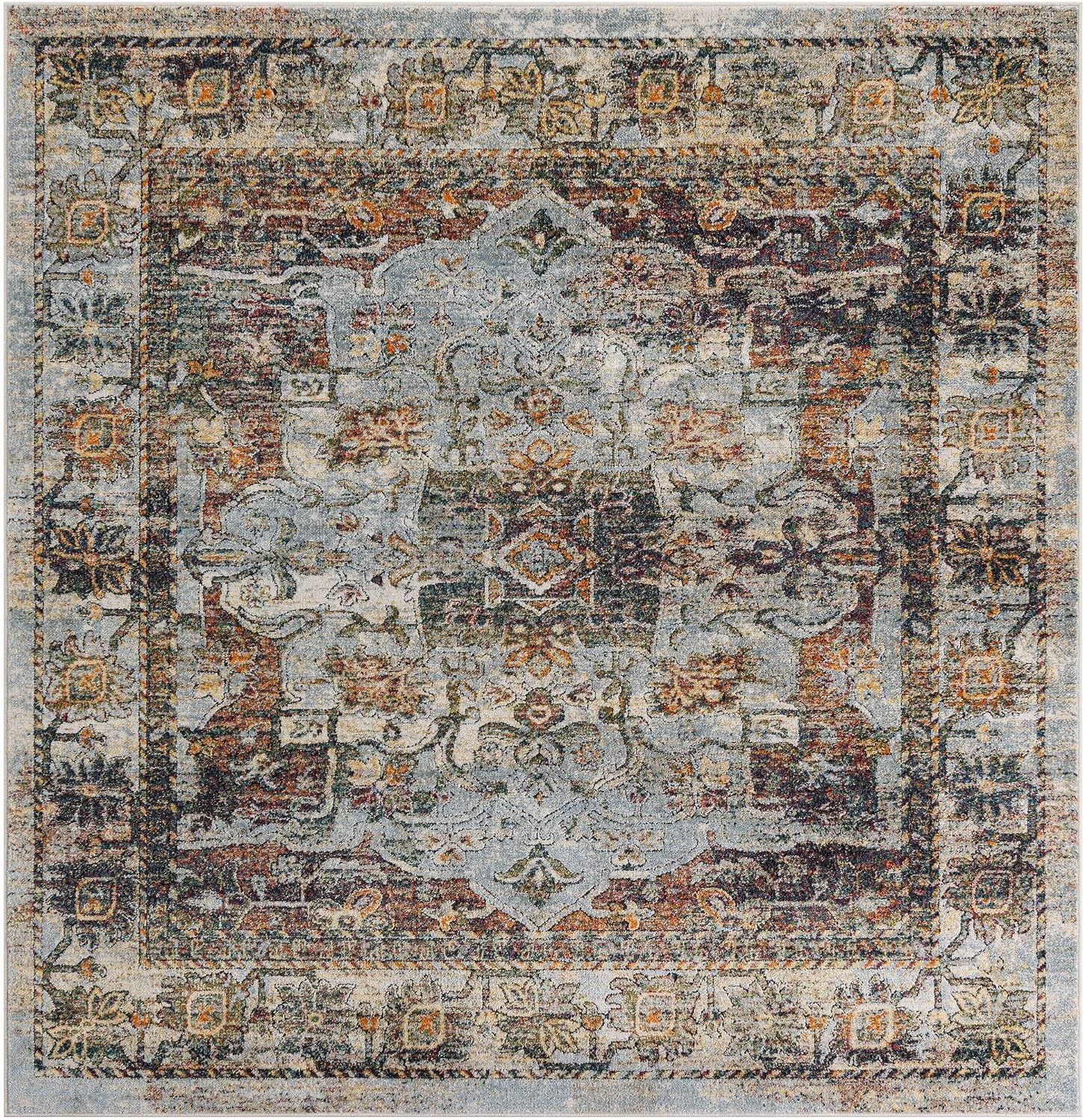 Unique Loom Isabella Collection Area Rug - Adjani (7' 1' Square Ivory/Beige)