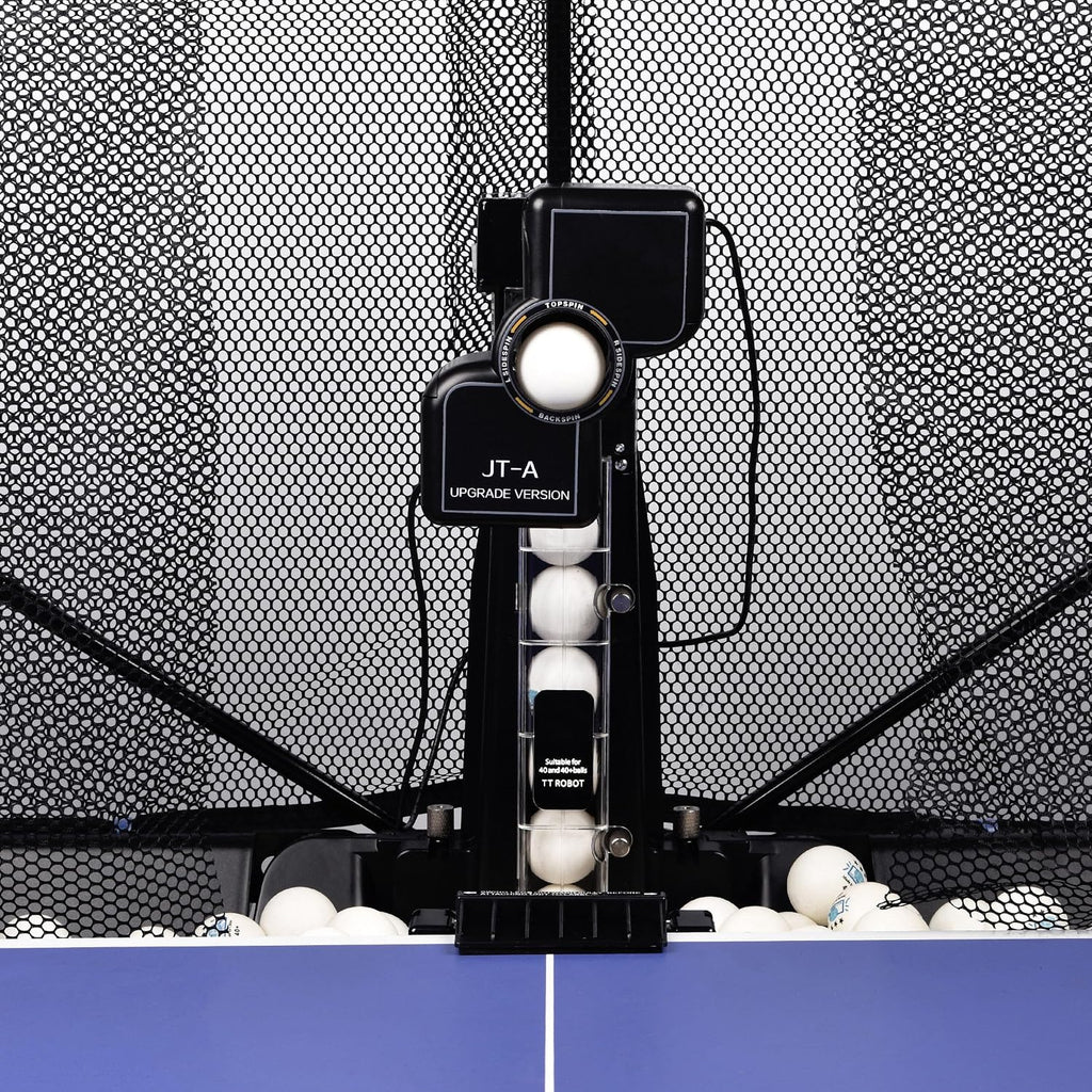 WAYMARK Ping Pong Machine with Net Table Tennis Robot JT-A with Intercepted Net for Training Suitable Ping Pong Table Come with 100 Balls