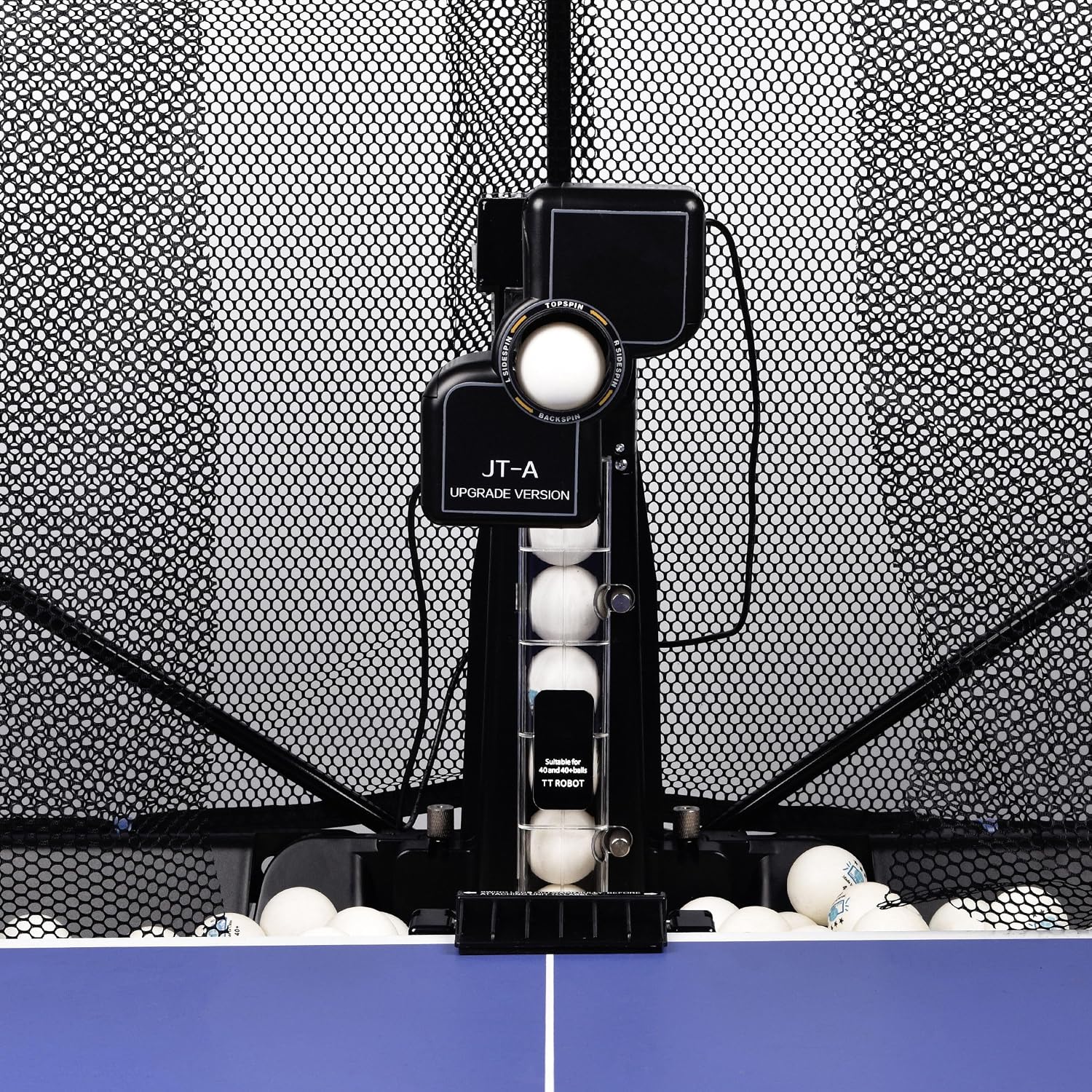 WAYMARK Ping Pong Machine with Net Table Tennis Robot JT-A with Intercepted Net for Training Suitable Ping Pong Table Come with 100 Balls