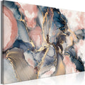 artgeist - Textured Canvas Wall Art Abstract 35x24 in - 1pcs Painting Canvas Prints with Acrylic Gel Texture - Picture Artwork Image - Contemporary Modern Wall Home Paint Stains Blue rosa f-C-0493-b-a
