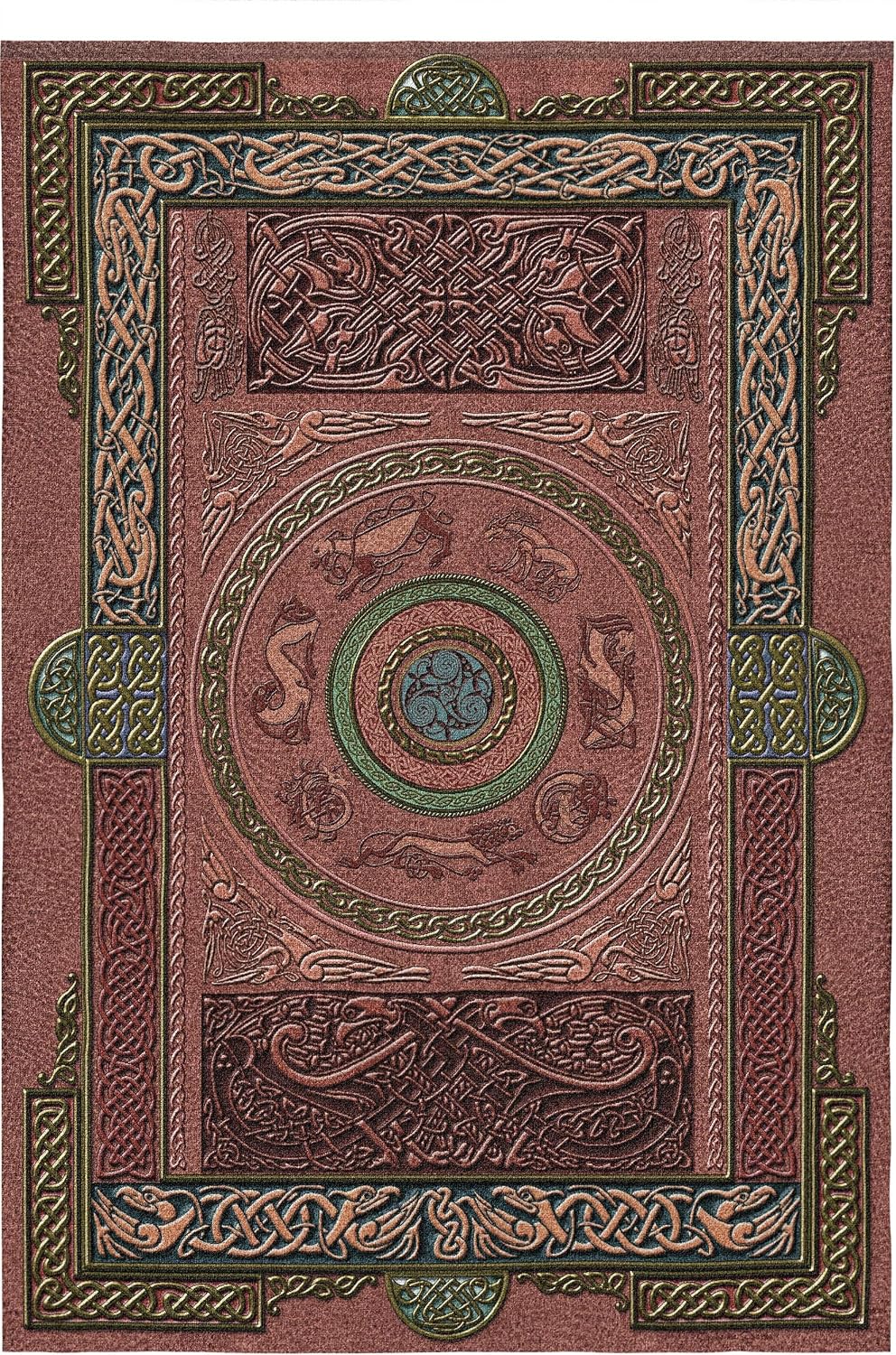 Ashling | Woven Tapestry Wall Art Hanging | Medieval Leatherized Celtic Knot Motif European Artwork | 100% Cotton USA Size 80x53